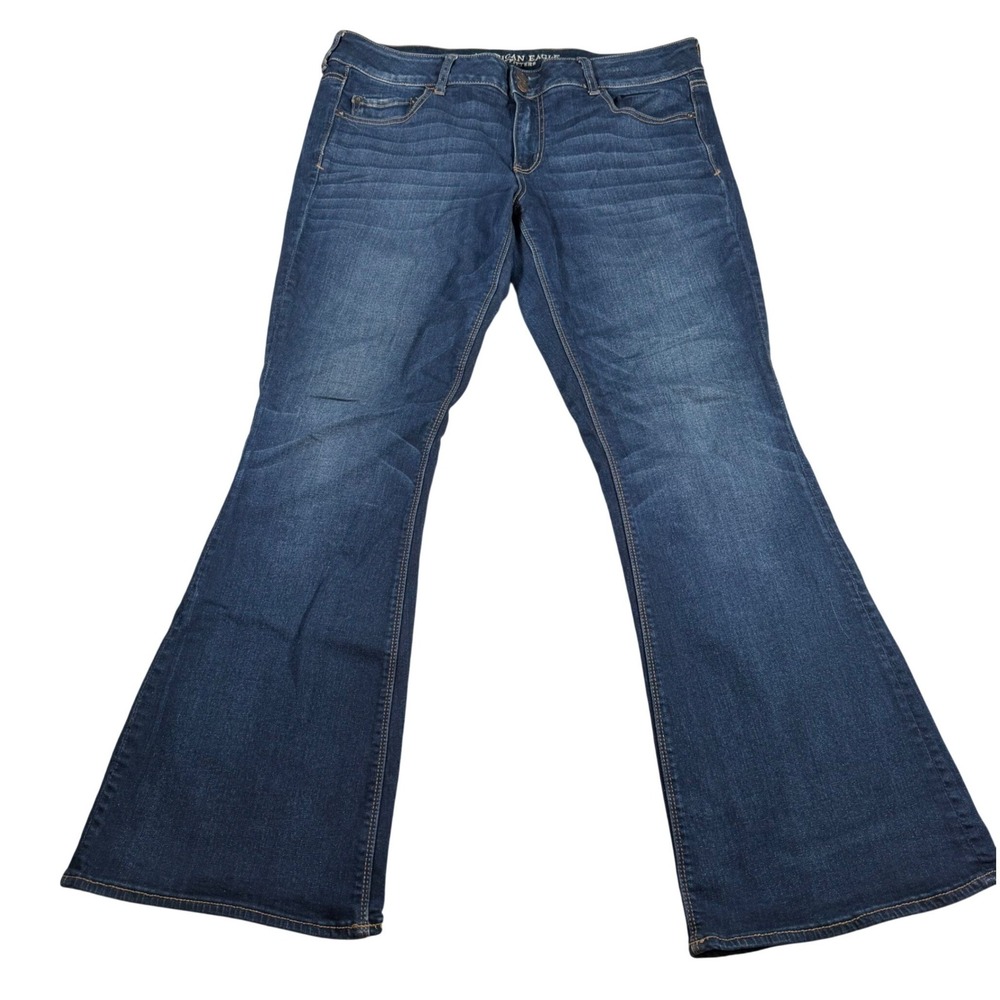 American Eagle Artist Flare Jeans Women 18R (FITS 36x30) Blue Super Stretch X